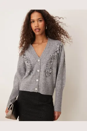 JDY V-neck cardigan in mid melange