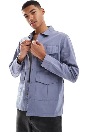 Another Influence Ripstop utility overshirt in denim blue