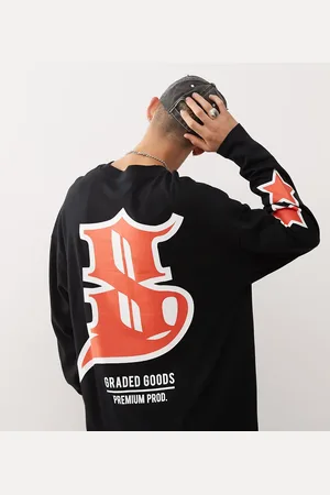 COLLUSION Long sleeve heavyweight red graphic t-shirt in