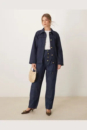 Ghospell High waisted denim jeans in indigo (part of a set)