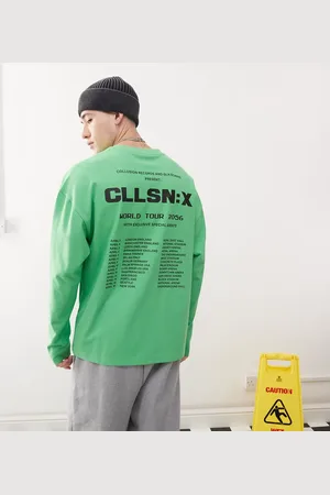 COLLUSION Long sleeve logo tour graphic t-shirt in
