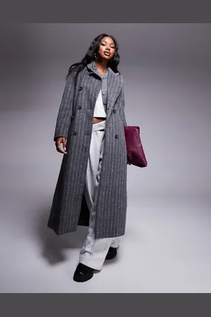 River Island Pinstripe double breasted coat in