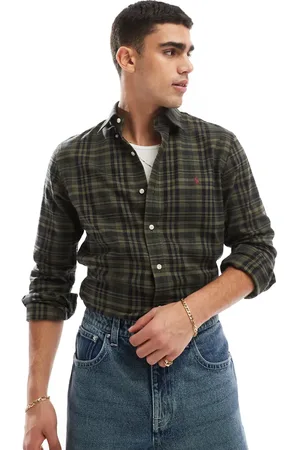 Ralph Lauren Icon logo check performance brushed twill shirt in