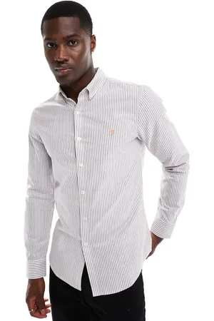 Farah Brewer slim fit long sleeve stripe shirt in