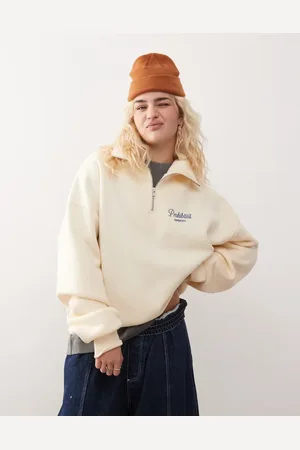 Prohibited Half zip contrast logo detail sweatshirt in -White