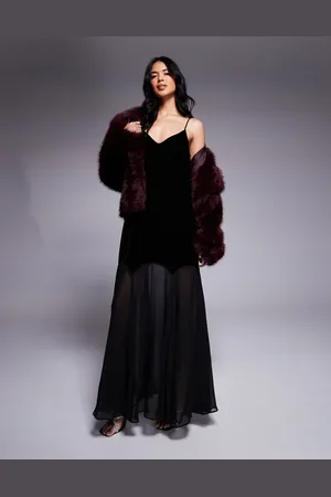 River Island Velvet chiffon maxi dress in