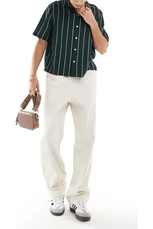 ASOS Baggy pull on pants with back pocket patch in ecru-Neutral