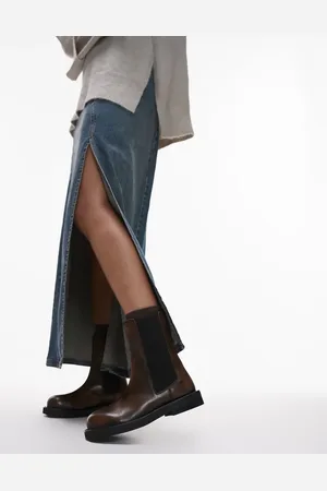 Topshop Lana leather chelsea boots in