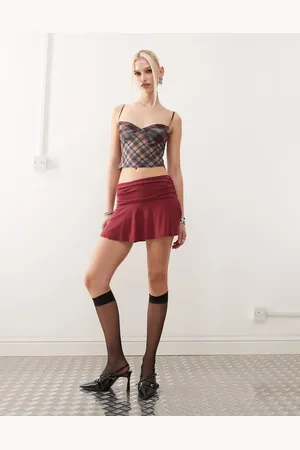Motel Delita cupro mini skirt in -Red