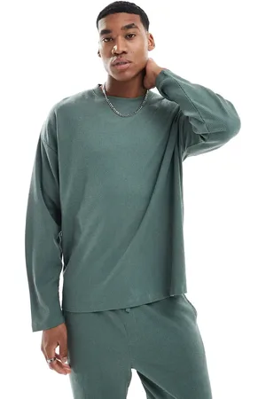 New Look Long sleeve waffle t-shirt in khaki (part of a set)