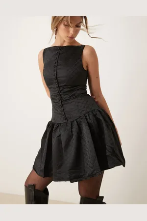 Glamorous Drop waist mini dress with boat neck in