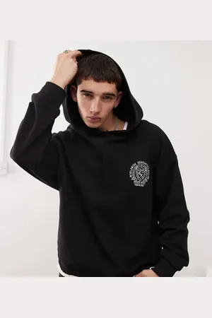 COLLUSION Boxy cropped hoodie in with logo emblem