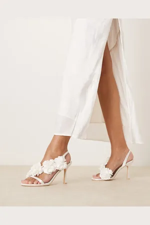 Be Mine Bridal Delira corsage heeled sandals in ivory-White
