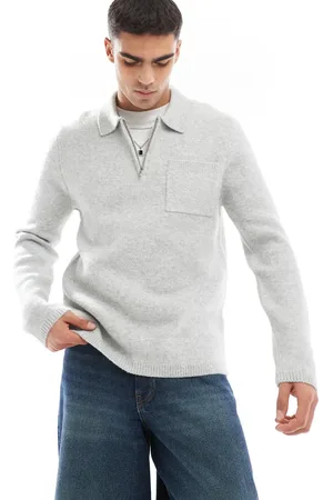 New Look Brushed knit zip polo in