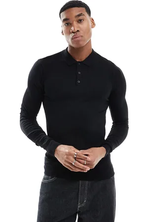 New Look Long sleeve knitted polo in