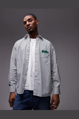 Lacoste Logo stripe long sleeve shirt in green
