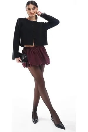 Bershka Puffball mini skirt in -Red