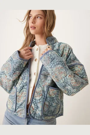 Free People Paisley patchwork quilted jacket in blue