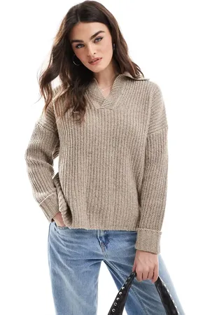 G-Star Heavyweight knitted v neck jumper in -Neutral