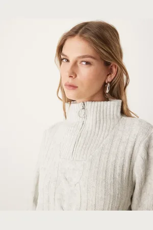 JDY Half zip cable pullover jumper in