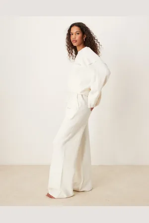 Six Stories Knitted wide leg pants in (part of a set)-White