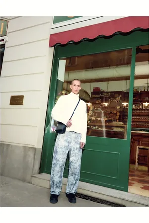 Bershka Collection splattered pants in ecru