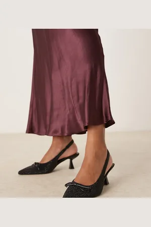 Glamorous Slingback kitten heels with bow in