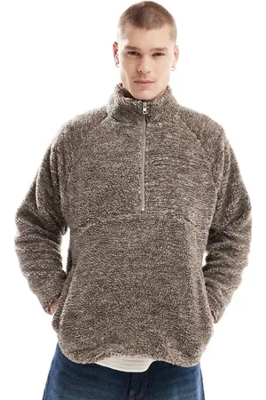 Cotton On Cotton On quarter zip teddy fleece pullover jumper in -Grey