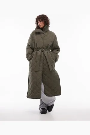 ARKET Down quilted oversized midaxi coat with high neck and split sides in -Green