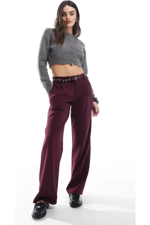 Bershka Low waist wide leg tailored pants in