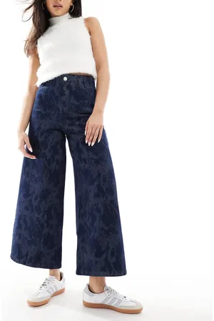 SCALPERS Shiny culotte denim pants in -Blue