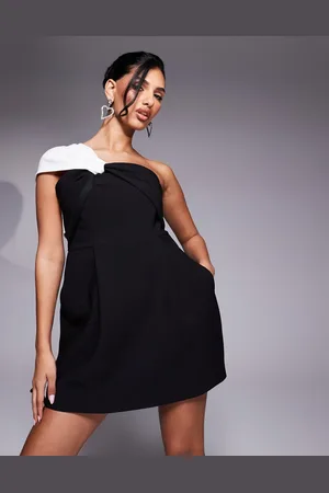 Lavish Alice Monochrome twisted one shoulder mini dress-Multi