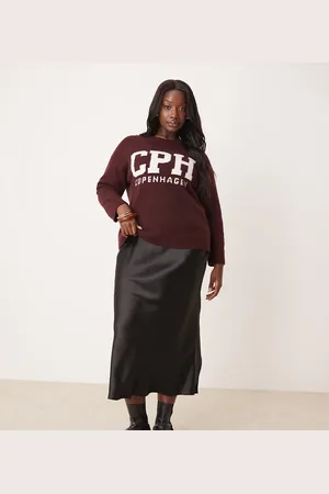 New Look New Look Curve satin bias midi skirt in