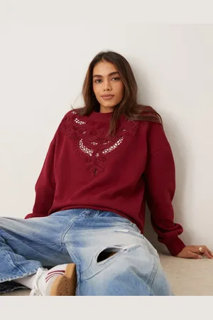 Miss Selfridge Embroidery cut out detail sweatshirt in -Black