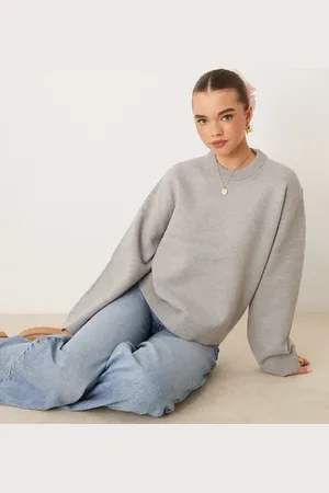 Gina Tricot Crew neck knitted sweater with wide sleeves in