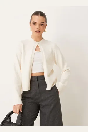 Gina Tricot Knitted cardigan with one button detail in -White