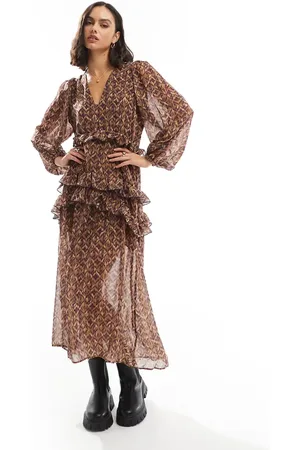 SCALPERS Multietnic dress in -Brown