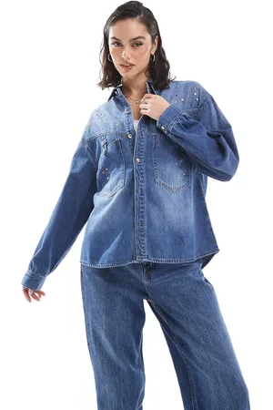 SCALPERS Strass Multicolor denim shirt in -Blue