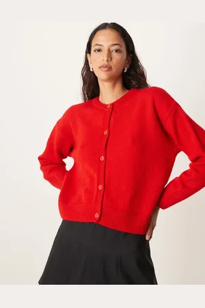 New Look Crew neck cardigan in red