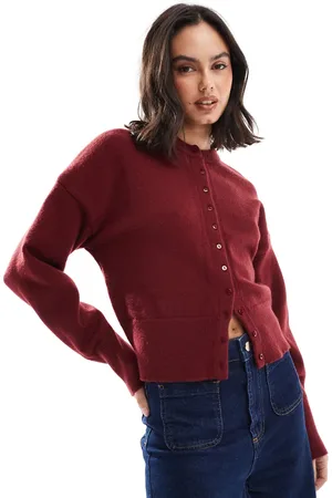 Daisy Street Fitted waist cardigan in -Red