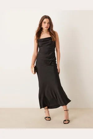 Gina Tricot Satin bias cut maxi dress with low back lace insert in