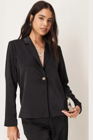VILA Oversized button front blazer in black (part of a set)