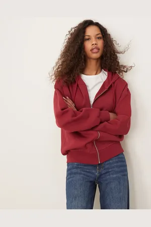Gina Tricot Zip through oversized hoodie in -Red