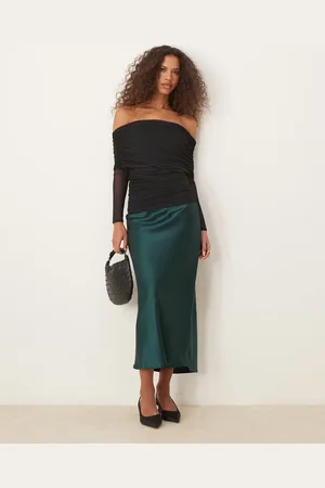 Gina Tricot Satin midi skirt in