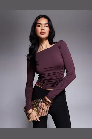 Tala 365 ruched long sleeve open back top in -Red