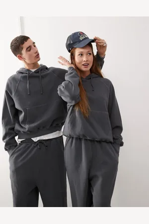 Reclaimed Unisex boxy oversized hoodie in washed -Grey