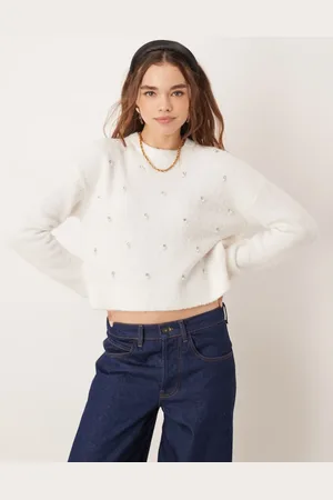 New Look Boucle embellished jumper in -White