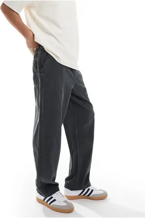 Pull&Bear Wide leg corduroy pants in dark