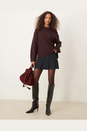 Gina Tricot Soft knit sweater in dark wine -Red