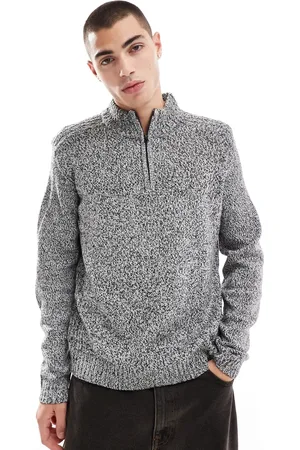 Another Influence Zip funnel neck chunky jumper in grey marl